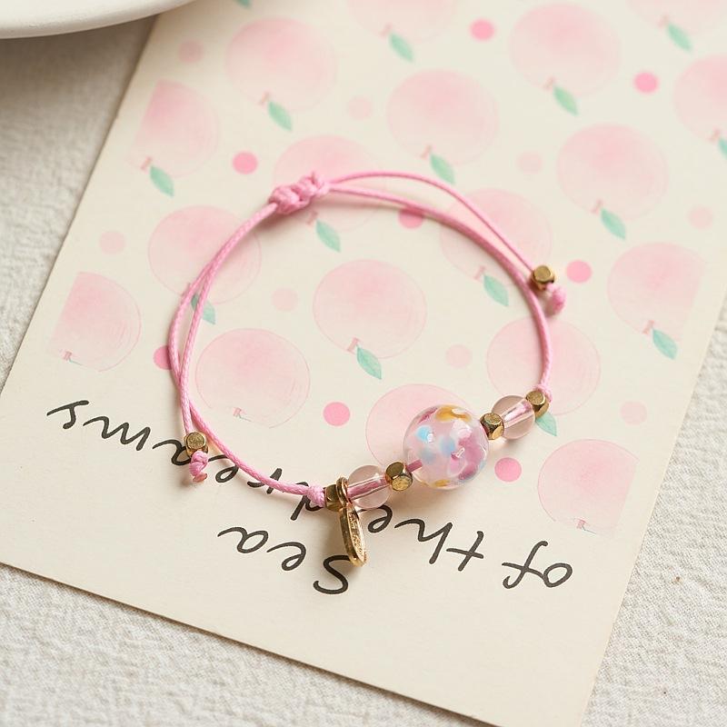 Luminous glazed flower red rope bracelet weaving simple and versatile men's jewelry gift bracelet origin