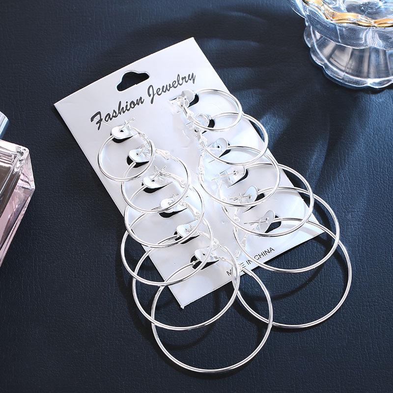 6 Paare/satz Große Runde Creolen für Frauen Kreis Frau Ohrstecker Schmuck Ohrring Sets