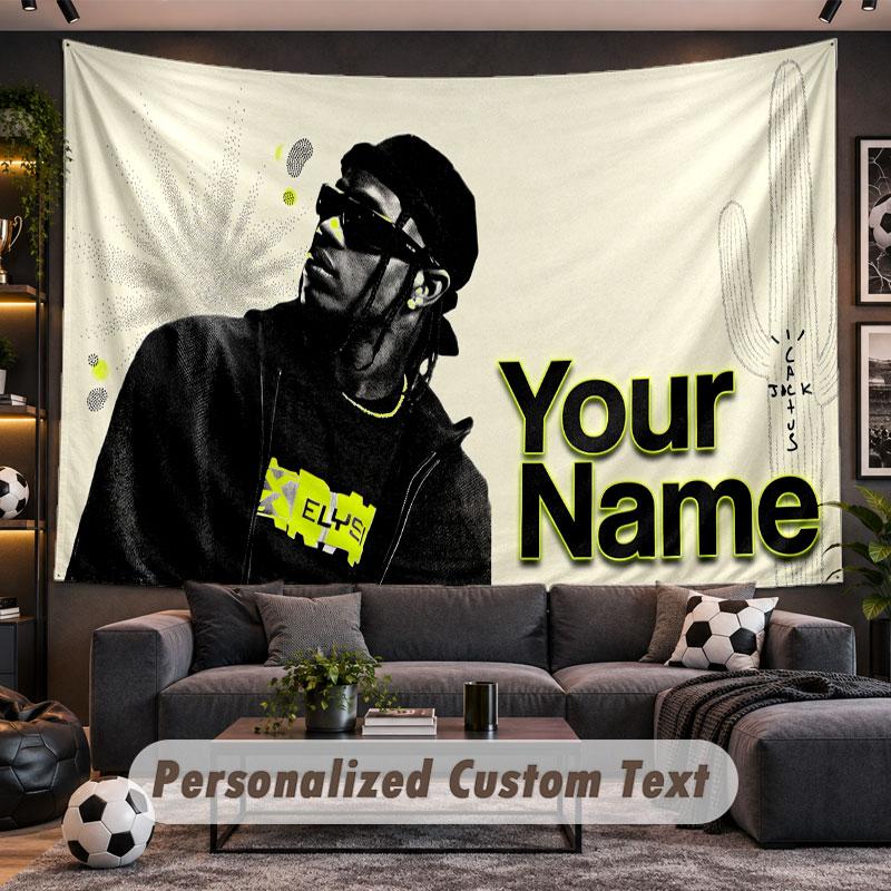 Wall Hanging Tapestry Custom NameTravis Scott Pattern Personalized Printed Fabric Wall Decor