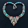 Natural Turquoise, Red Coral 925 Sterling Silver Necklace Tibetan Silver Bohemian Antique Necklace Handmade Jewelry Nepali Necklace Gift