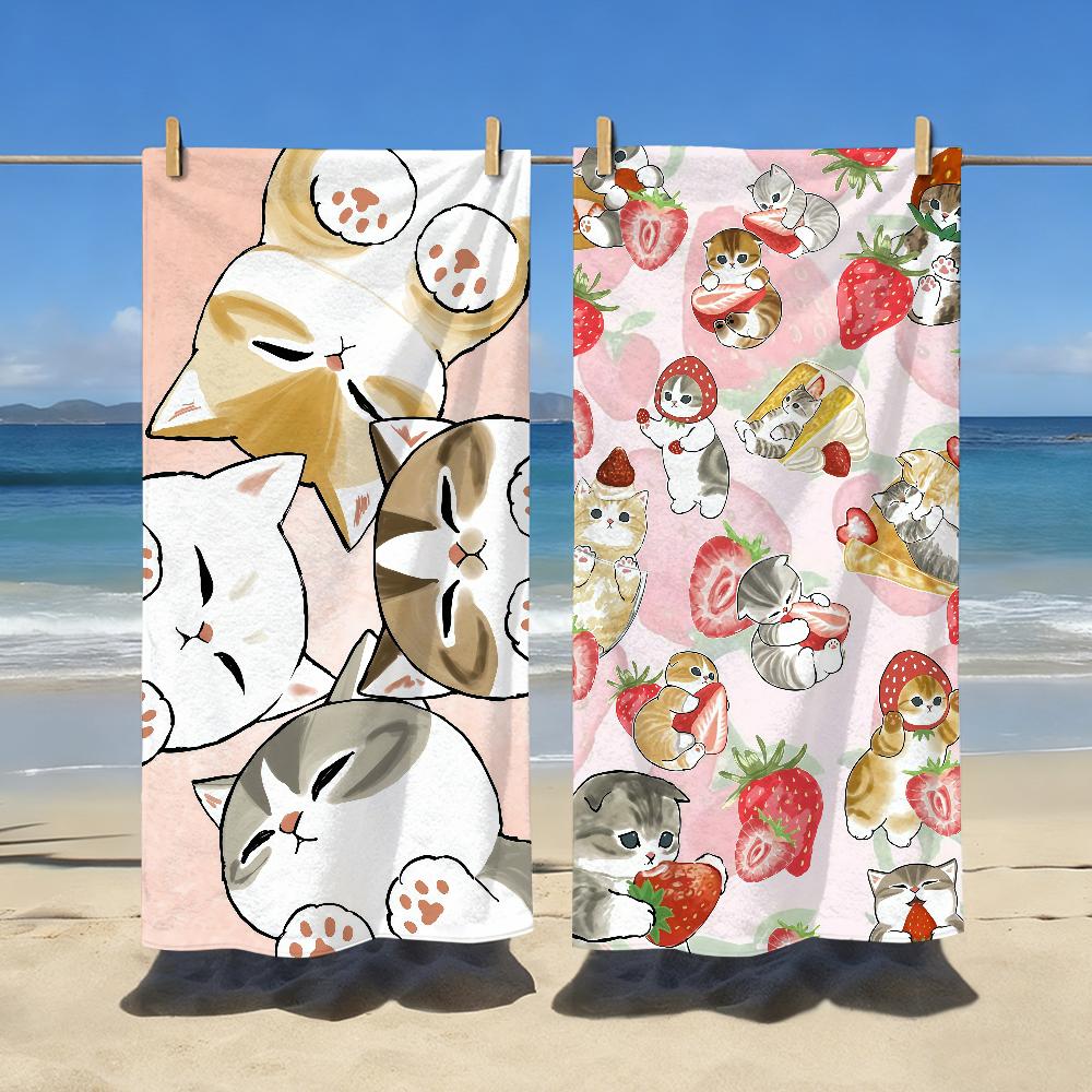Cartoon M-Mofusand-S Kawaii Cute Cats Towel Sports Quick Dry Travel Camping Gear Sandproof Soft Light Large Beach Towel