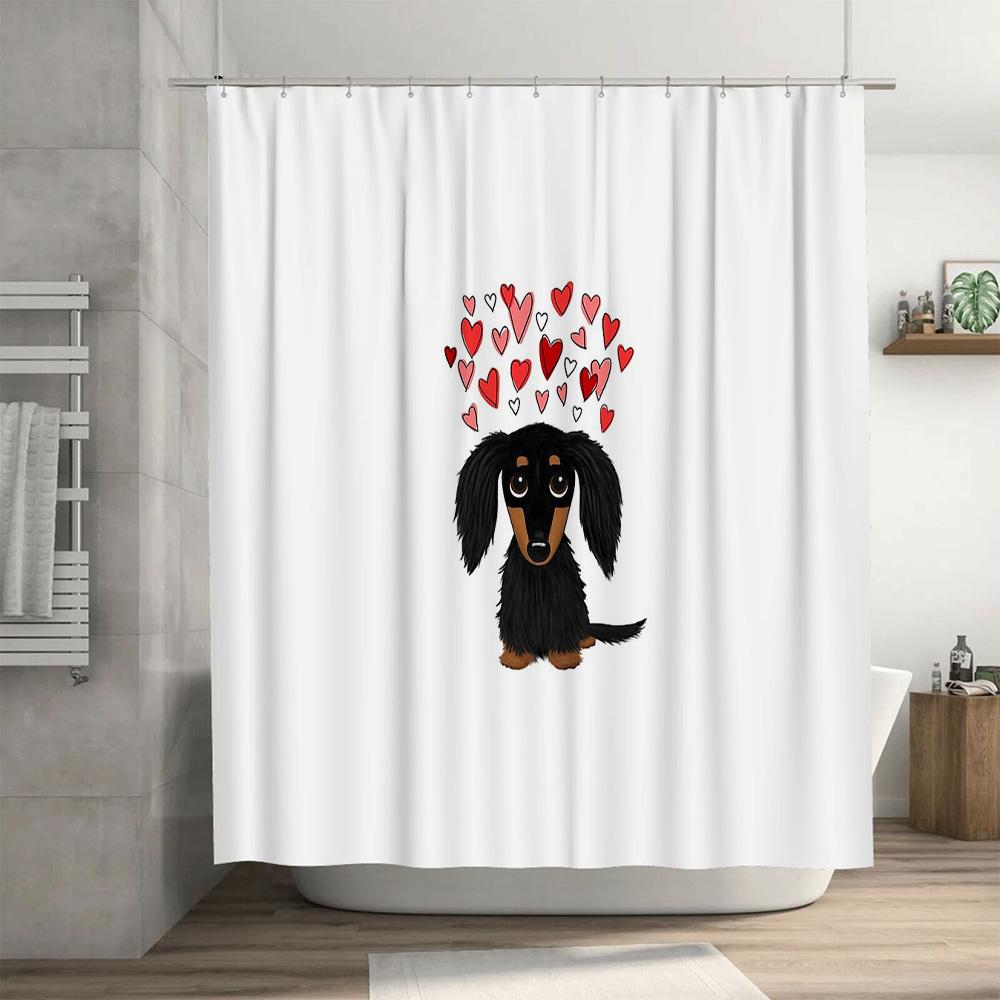 German Shepherd Dog Shower Curtain Waterproof Bathroom Decor Farmhouse Pet Lover Gift Modern Home Decor Artistic Pattern Black A