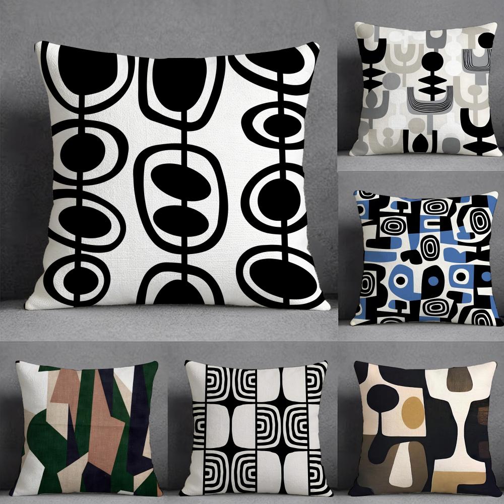Retro Geometric Shading Pillow Case Pillowcase Doublesided Printed Sofa Cushion Bedroom Headboard Pillow