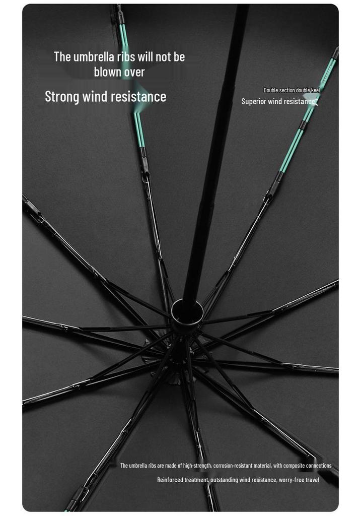Custom Logo Folding Umbrella with UV Protection - Black Glue Sun & Rain Shield
