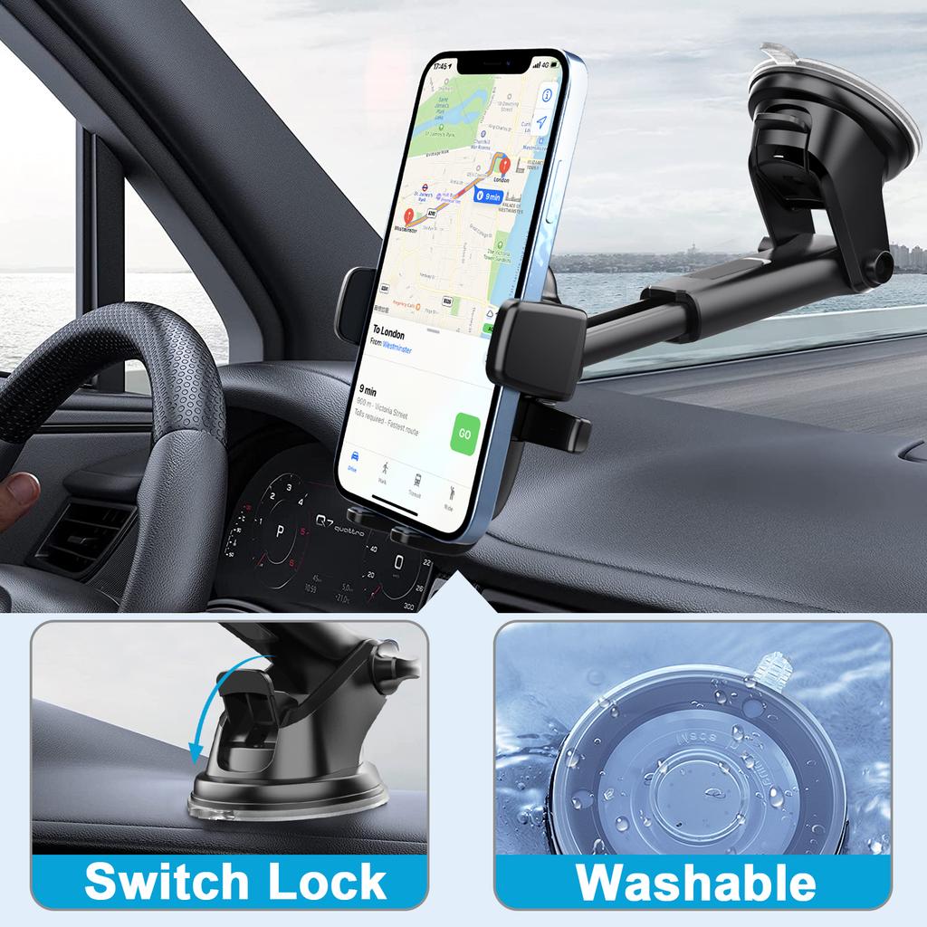 ML-197 For Car Dashboard/Windshield Extendable Arm Phone Holder 360 Degree Rotation Suction Cup Mount Bracket