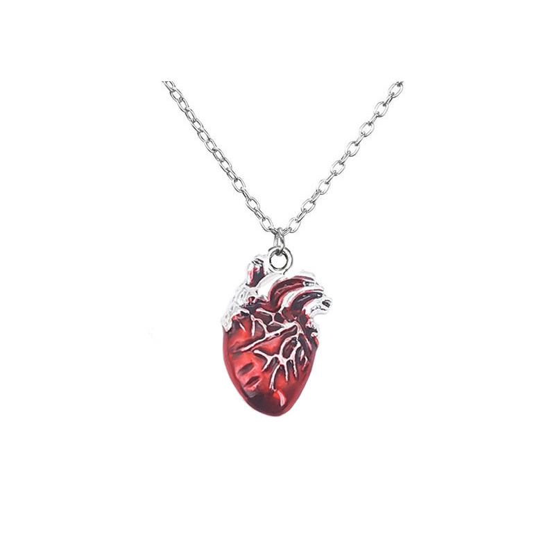 Gothic Rose Red Love Necklace Women'S Y2K Grunge Jewelry Dainty  Color Tonebloody Human Heart Pendant Personalized Gifts