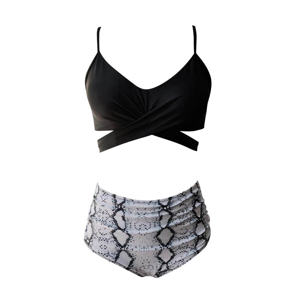 Women Sexy Soild Print Bikini Set Push Up Bathing Swimwear High waist Swimsuit