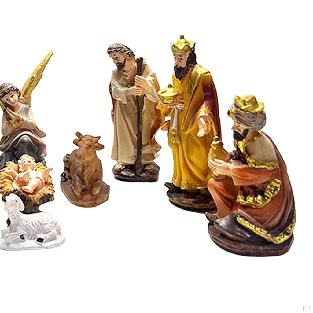 Nativity Figurine Worship Holy Family Resin Birth of Jesus Statue Set for Tabletop