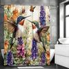 Kolibri Blumen Schmetterling Duschvorhang, Dekorativer Duschvorhang für Badezimmer, Wasserdichter Duschvorhang mit Haken