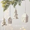 Mini Ceramic Four Tier Puff Christmas Tree Decoration Hanging for Christmas Halloween Thanksgiving Christmas Gift