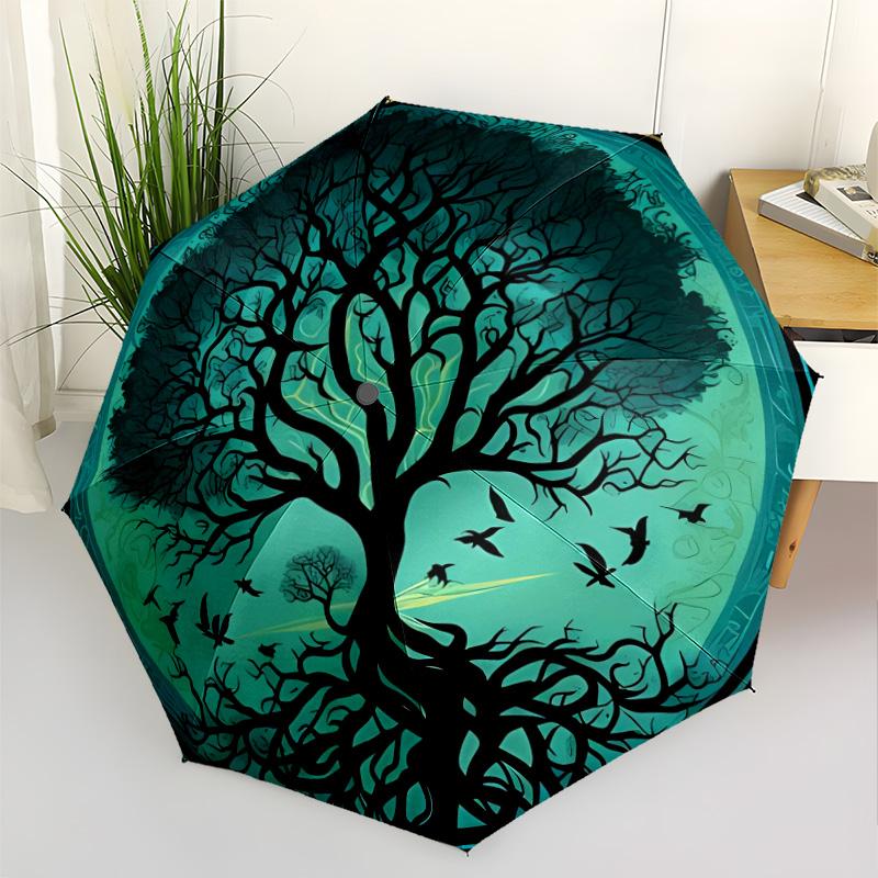 Tree Life Artwork Portable Automatic Umbrella with 8-Rib Compact Design All-Season Use Elegant Umbrella Perfect Gift for Women/Men