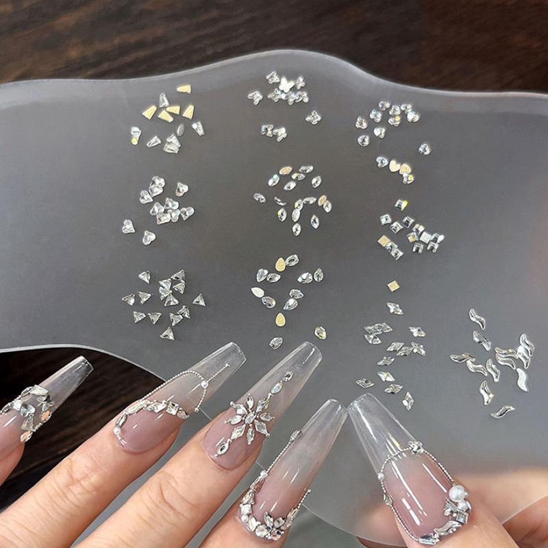 50Pcs 3D Mini Flat Back Oval/Rhombus Multiple Style Nail Art Rhinestones Clear Sparkling Diamond Nail Charms Nail Art Gemstones