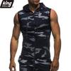 Herren Casual Ärmellose Jacke Reißverschluss Kapuzenmantel Camouflage Kleidung Slim Fit Frühling Sommer Freizeit Tops