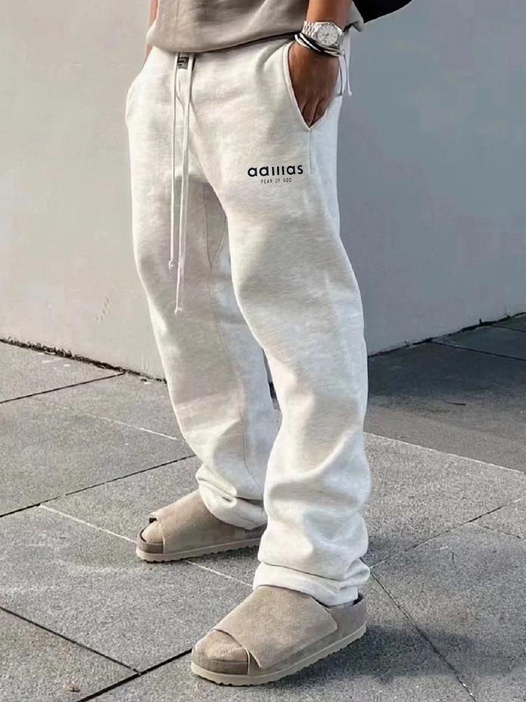 

Унисекс бархатные брюки широкого кроя: Трендовый принт с буквами для осени/зимы XXL