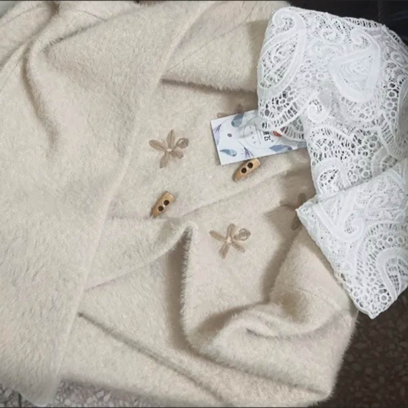 Cardigan Coat for Women Autumn Winter Vintage Loose Long Sleeve Knit Cardigan Sweaters Jacket