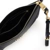 Moschino Front Metal Logo Detachable Wrist Handle Cotton Nylon PU Leather Clutch Women clutch Black 211735AAV000002-1555
