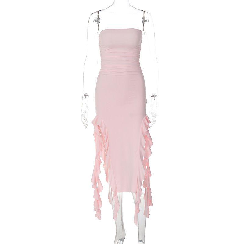 Fashion Style Women's Clothing 2024 Summer New Fashion Sexy Stylish Wrapped Chest Irregular Dress