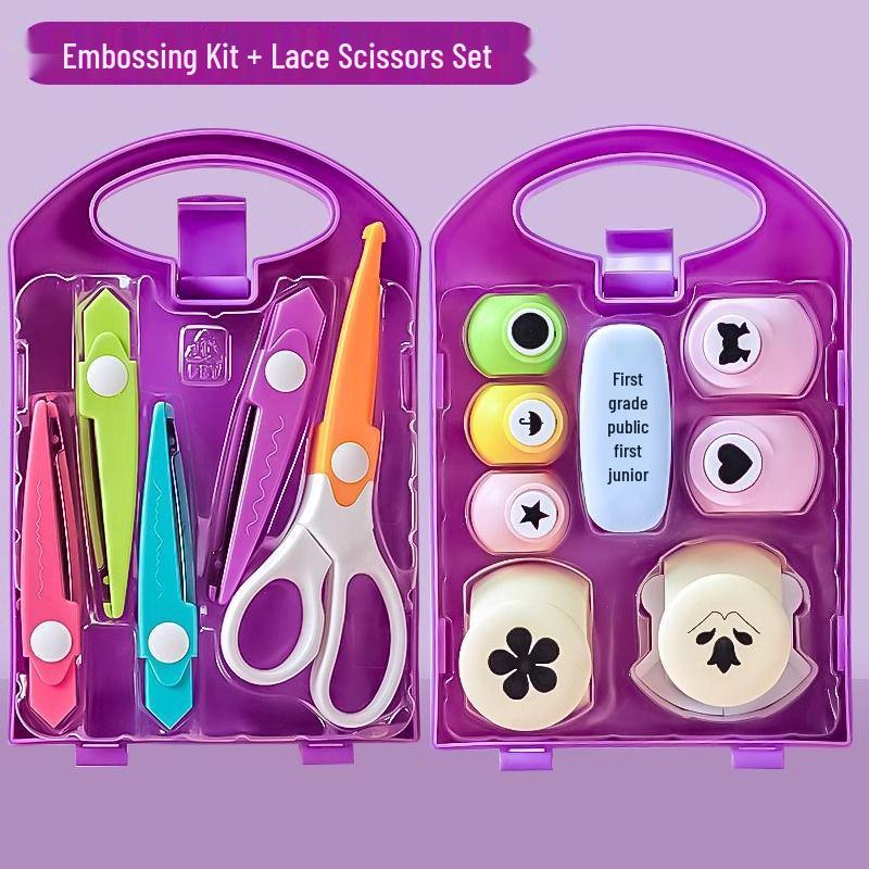 Lace Scissors & Embossing Tool Set for Kids DIY and Student Projects