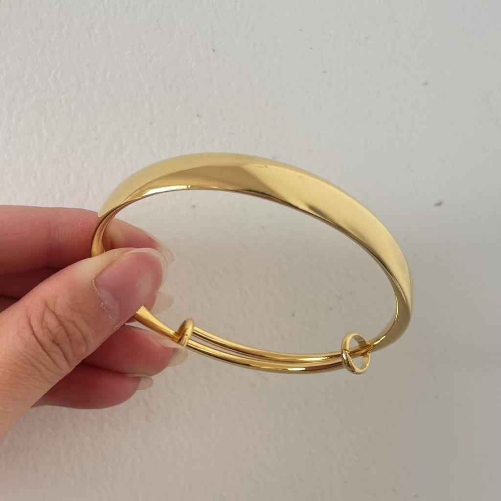 Bracelet Jonc Large en Laiton Plaqué Or Ciel Étoilé Push-Pull