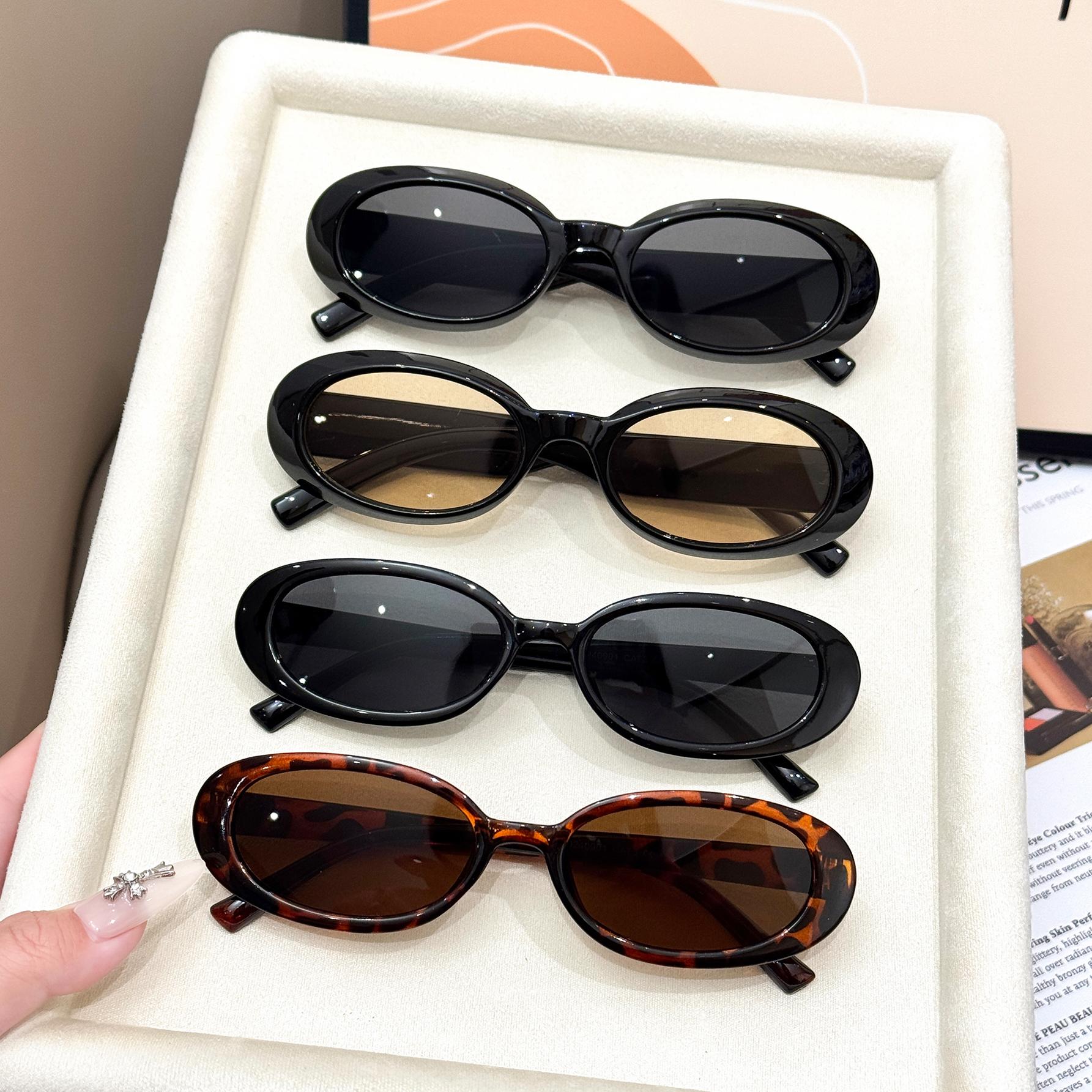 

4Pcs Sunglasses Women Oval Sunglasses Retro Style Glasses Outdoor Casual Decorative Glasses