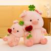 Clover Four Leaves Pig Hugging Heart Shaped Rose Doll Plush Toy Gift Animal