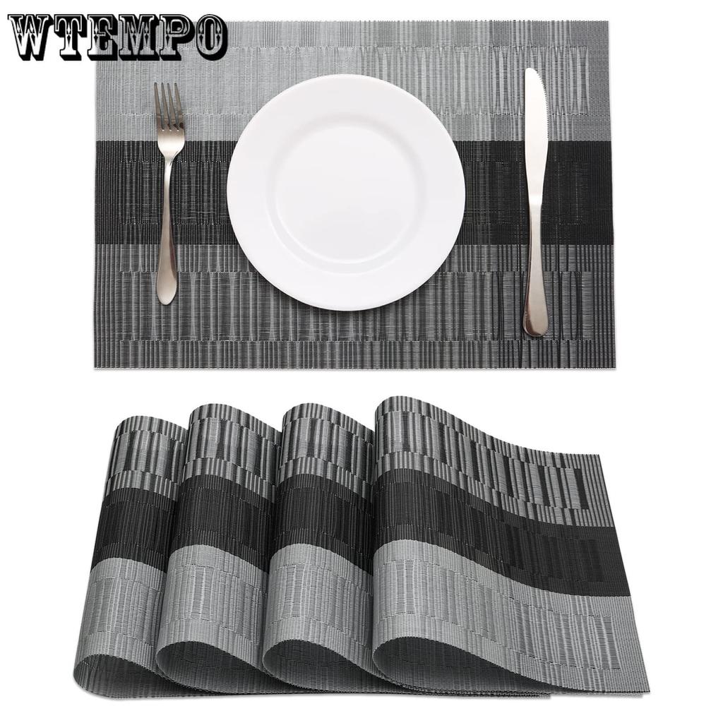 WTEMPO 4PCS 45*30CM Modern Simple Western Food Placemats PVC Dining Table Mats Hotel Dining Table Insulation Pads for Festivals Halloween Christmas
