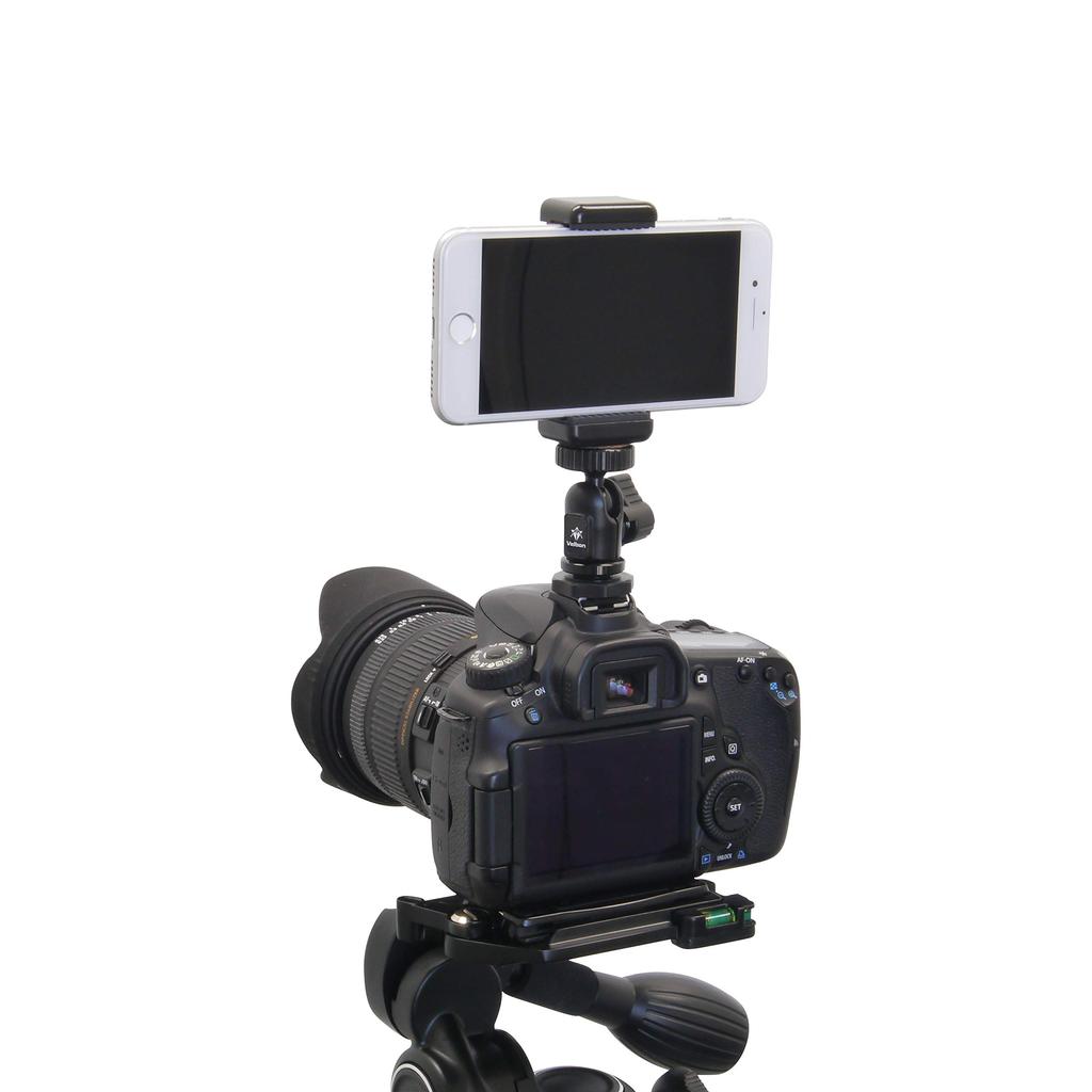 Velbon Blitzzubehör ACC Zubehörschuh kompatibel Freier Kopf Smartphone-Halter inklusive Aluminium 471956 QHD-21