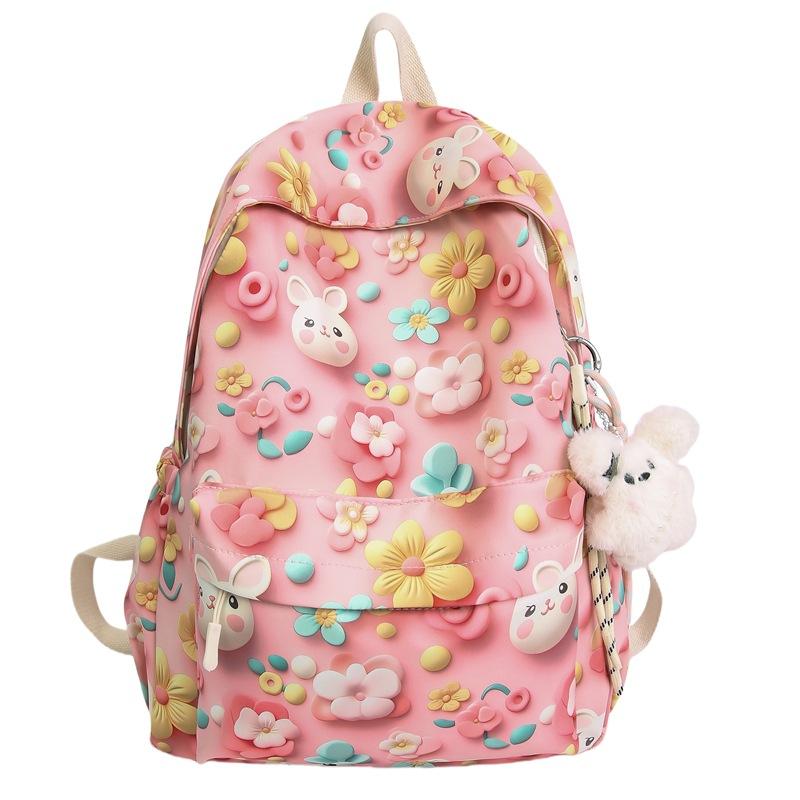 School Bag High Value Printing Cartoon Back Large Capacity Junior High School Students Cute Casual Light Versatile