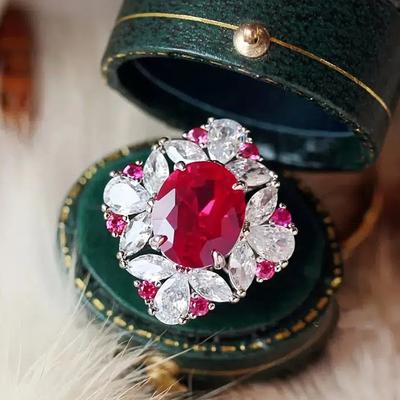 Huitan Gorgeous Red Cubic Zirconia Women Rings for Wedding Fancy Anniversary Gift Temperament Elegant Female Accessories Jewelry