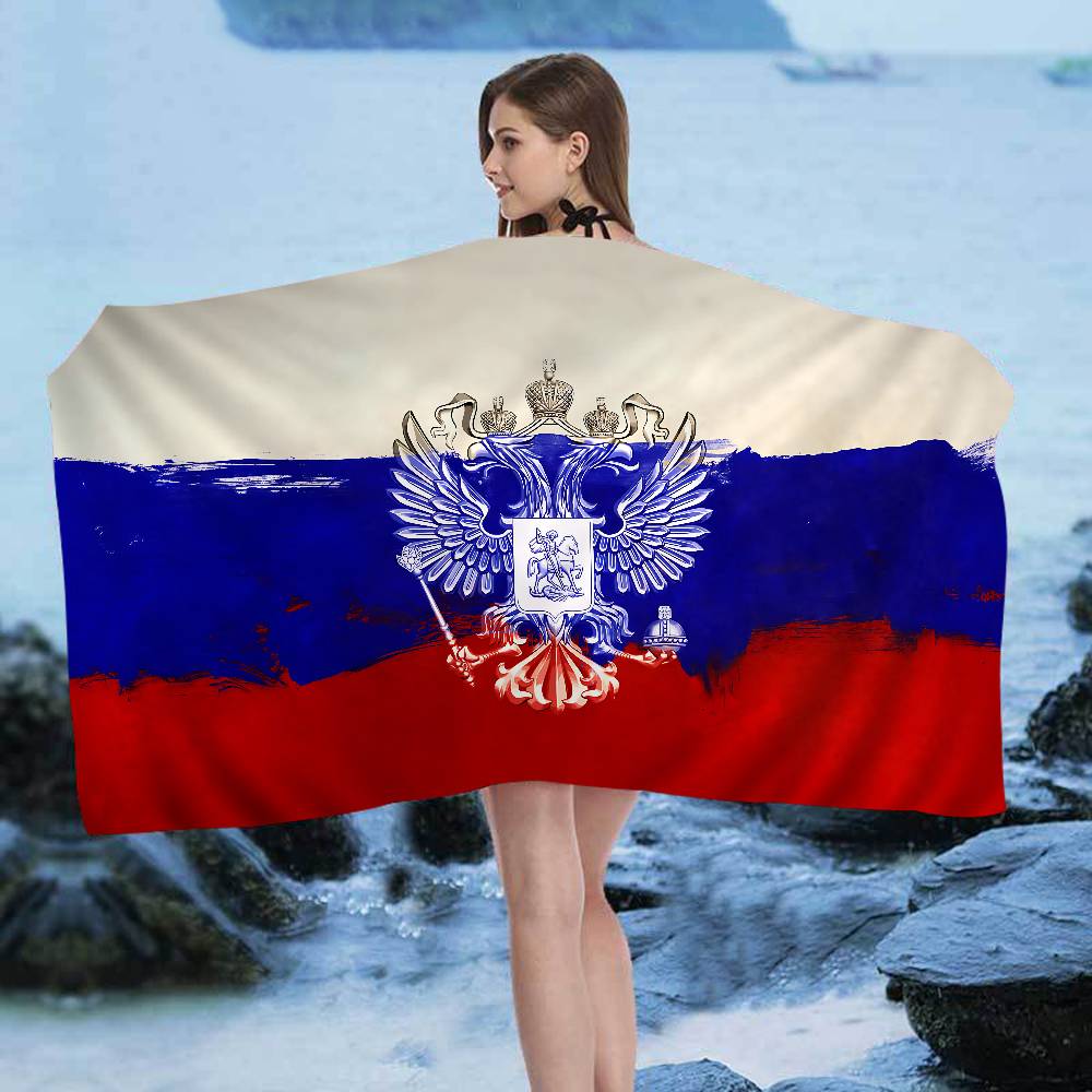 R-Russia Flag Microfiber Blanket Quick Drying Beach Towels Oversized Printing Super Absorbent Pool Towel Blanket