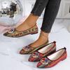 Damen Mittelgröße Metallschnalle Niedriger Absatz Graffiti Spitzschuh Tiefe Ausschnitte Ballerinas Retro Römischer Stil Neue Herbstschuhe