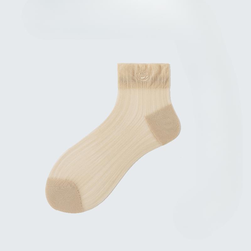 

Женские летние вышитые сетчатые дышащие носки-средний чулок из хрустального шелка, устойчивые к зацепкам 1 pair телесный