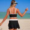 Damen-Badeanzug Unifarben Kordelzug Sport Schlitze Rock Sexy Bikini Anzug Strandbekleidung Mehrfarbig