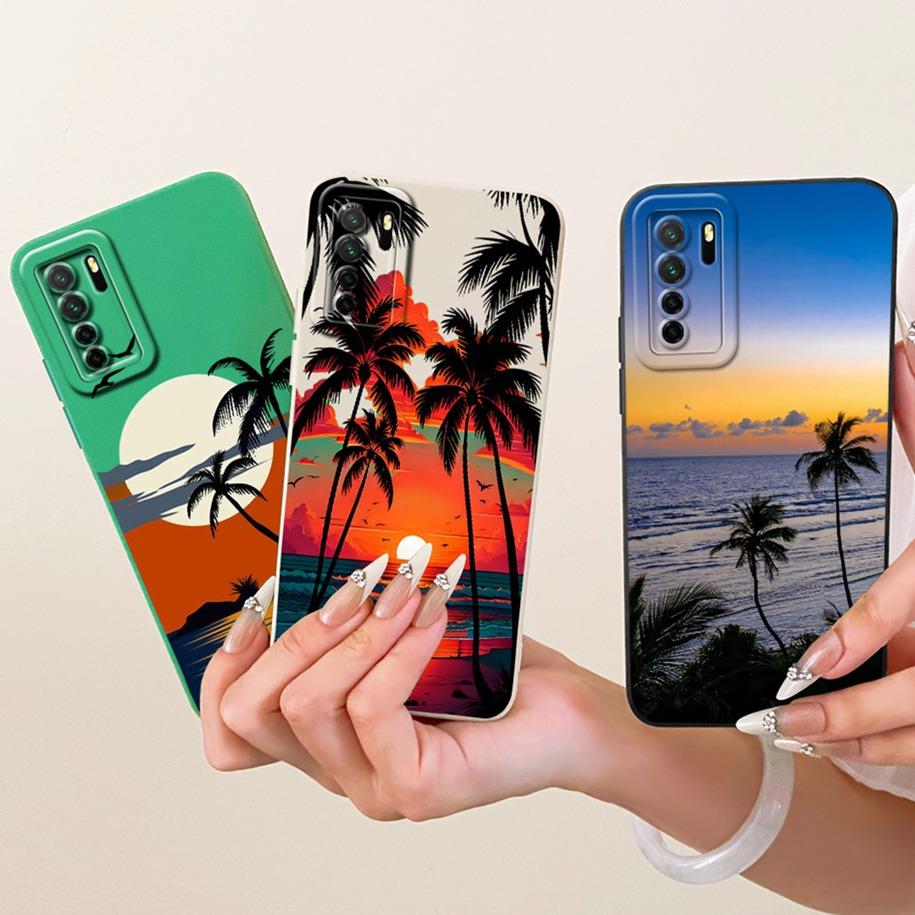 For Huawei Nova 7 SE Case P40 Lite 5G Cover CDY-NX9B CDL-AN50 Shockproof Silicone Fashion Flower Soft Shell For Honor 30S Bumper