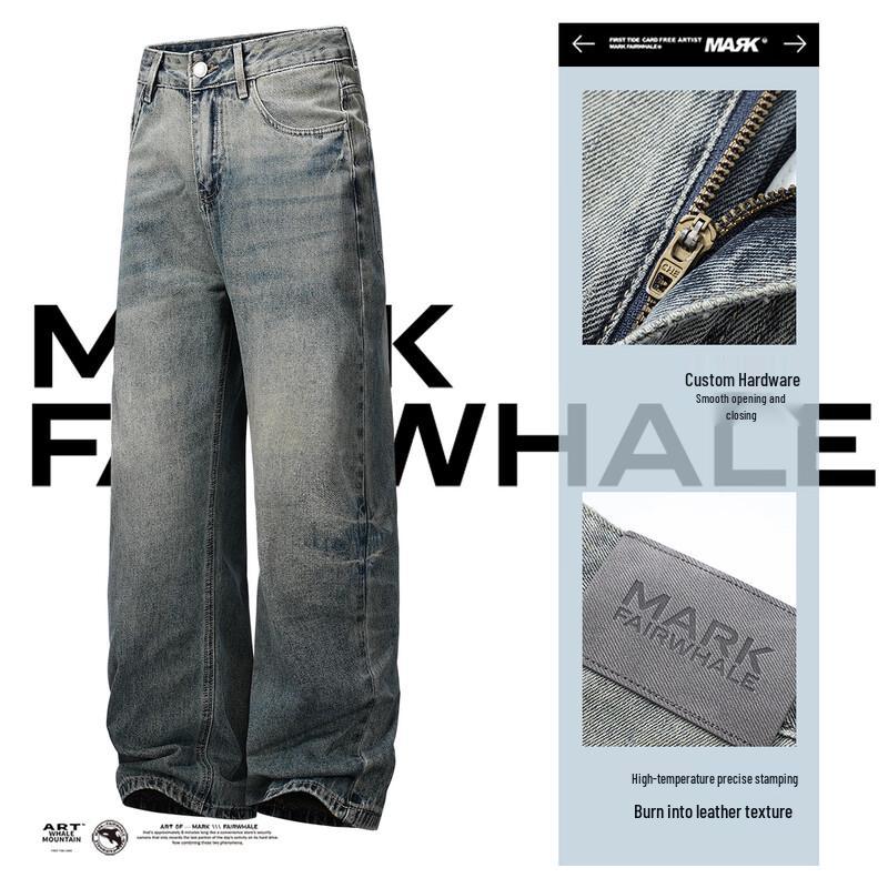 MARK FAIRWHALE Men s Loose Straight-Leg Washed Jeans 31
