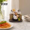 Cartoon Chef Kitchen Decor Salt And Pepper Shakers Set, Decorative Resin Statue Spice Even Seasoning Spreader Organizer, Glass Holder for Dining