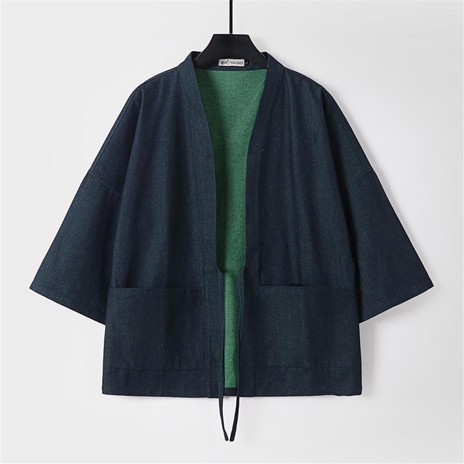 Denim Hemden Herren 9XL Übergröße Kimono Hemden Sommer Cardigan Jacke Lässig Einfarbig Hemden Große Größe 9XL L grün