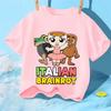 KidT Mange Kid Italian Brainrot Tshirt Cartoon Print Tshirt for Kids Basic Round Neck Clothing Tshirts for Boys and Girls