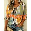 Women's Elegant Printed Lace-up Flared Top, Stylish and Versatile, Comfortable and Skin-friendly
