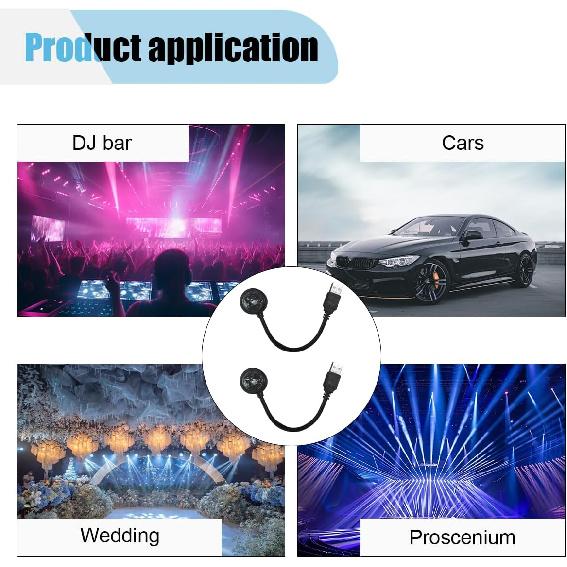 USB Car Roof Star Projector Night Light, Adjustable Car Interior Atmosphere Lamp Star Lights with 9 Modes, Portable Sound Activated LED Ambient Light