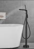 Tuqiu Black Bathtub Faucet Set Floor Decked Brass Waterfall Bathtub Mixer Morden Style Bathroom Taps