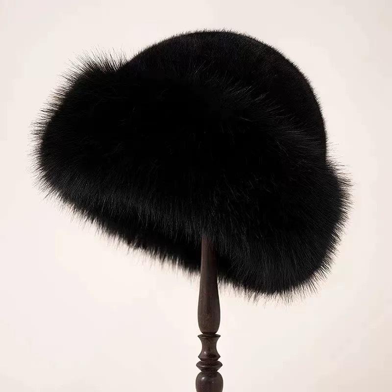 Large Size Fluffy Winter Hat Faux Fur Thermal Puffy Women Beanie Windproof Cold Weather Elegant Style Multi Colors