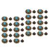 20 Set Daisy Decorative Conchos Buckles Simulation Turquoise Alloy Rivets Vintage Western Metal Screwback Buttons