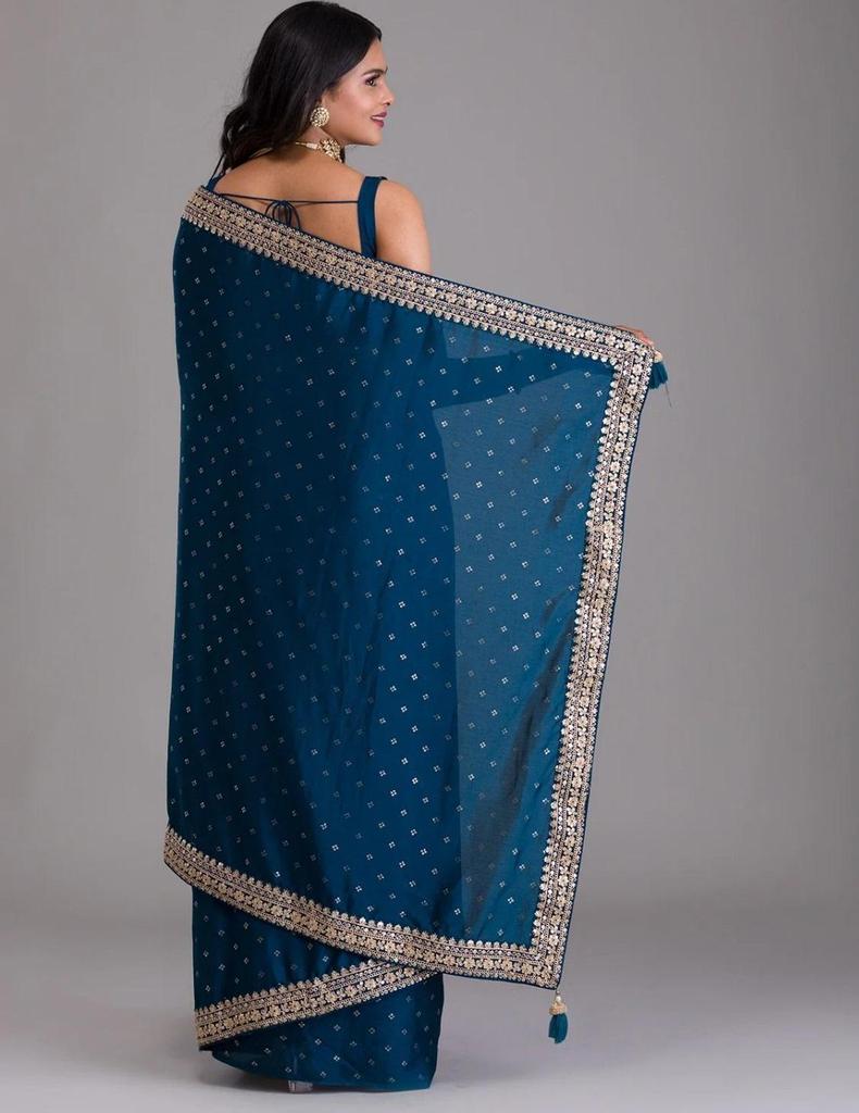 Women Traditional Sari Blouse Indian Bollywood Designer Ethnic Wear Saree Party Wear