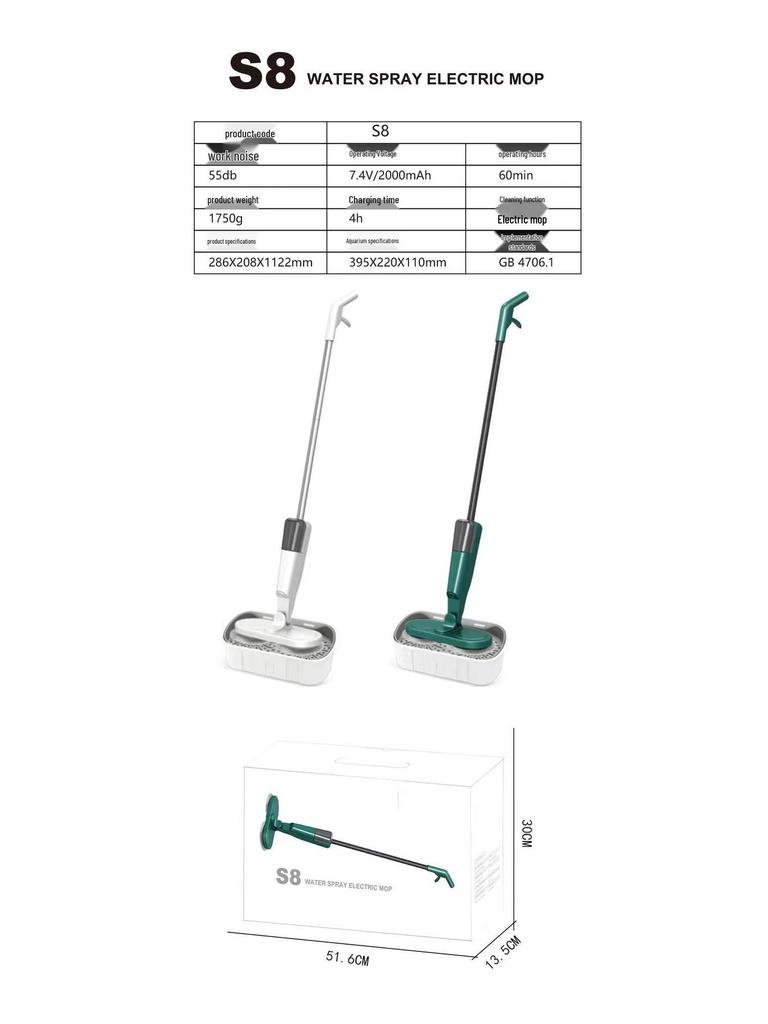 Wireless USB Rechargeable Floor Scrubber with Spray, Humidification, and Electric Mop Function