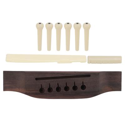 Guitar Preslotted Bridge Set Rosewood Plastic Saddle Nut Pin Sets for Acoustic Guitars