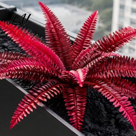 Mixed Match Floral Displays Artificial Fall Fern Plants 18 Heads Autumn Orange Fake Persian Vibrant Flower Arrangements Greenery Bushes Faux Leaves