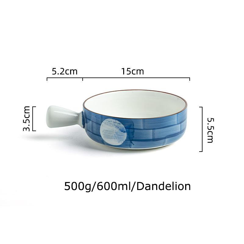 6 inch Porcelain Baking Plate with Handle Dessert Bowl Ramekin Baker Dinner Plate Pasta Dishes Microwave Oven Safe Dinnerware