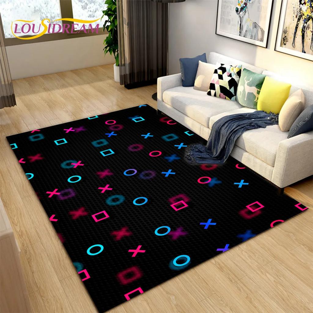 Cartoon Gamer Game Controller Area Rug Large,Carpets Rug for Living Bedroom Sofa Doormat Decoration,Kids Play Non-slip Floor Mat