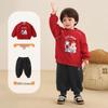Kaka Panda Boys' Fleece-Lined Hoodie & Pants Set - Winter Warm Children's Clothing